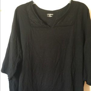 Black cotton shirt with black overlay